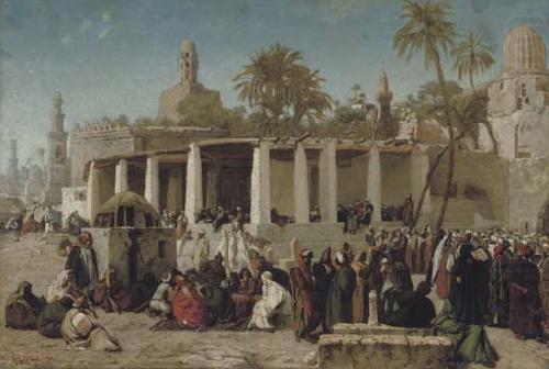 Wilhelm Gentz Crowds Gathering before the Tombs of the Caliphs, Cairo china oil painting image